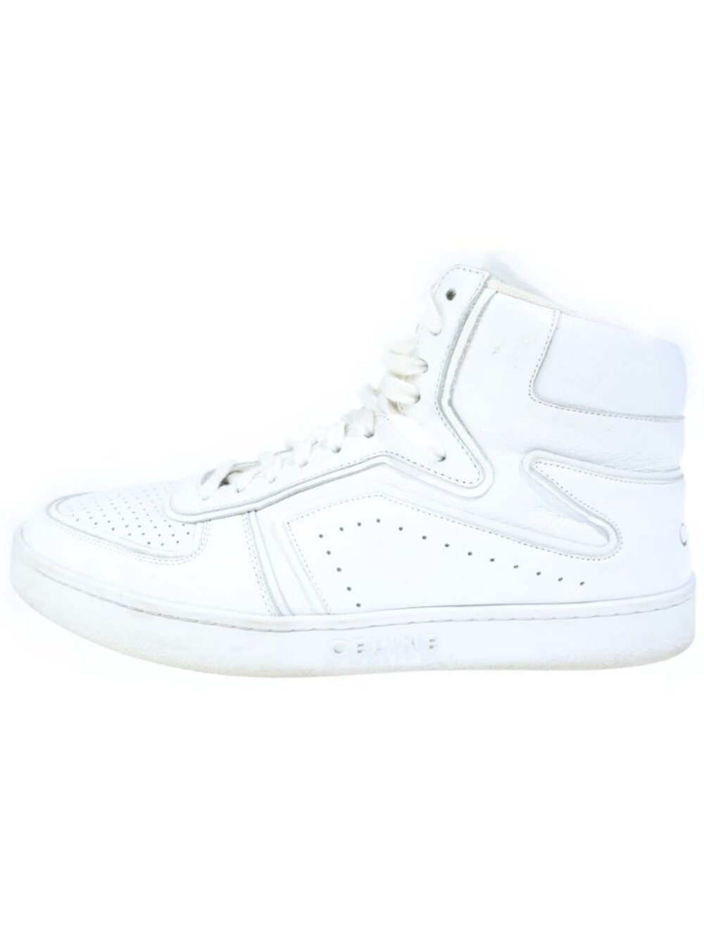 Celine Trainer Leather High Cut Sneakers White